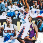 Allen Iverson dunking for the 76ers