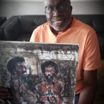 Earl Monroe with a portait painted by his brother