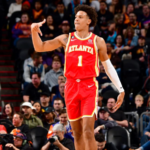 Jalen Johnson playing for the Atlanta Hawks