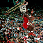 Michael Jordan dunking for the Chicago Bulls