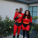 Recee and De'Aaron Fox on Halloween with their kid