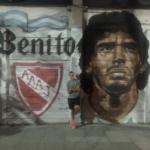 Steve Nash in front of Diego Maradona murial 