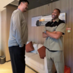 Tracy McGrady with Houston Rocket teammate Yao Ming