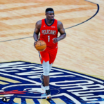 Zion Williamson dribbling for Pelicans