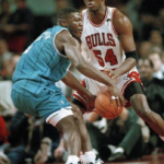 Larry Johnson spinning on Horace Grant and the Chicago Bulls