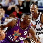 Larry Johnson against Karl Malone in the All Star game